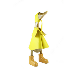 Medium Raincoat Duck - Natural Bamboo with Yellow raincoat and boots